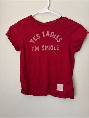 Red Baby Tee - "Yes Ladies I'm Single"